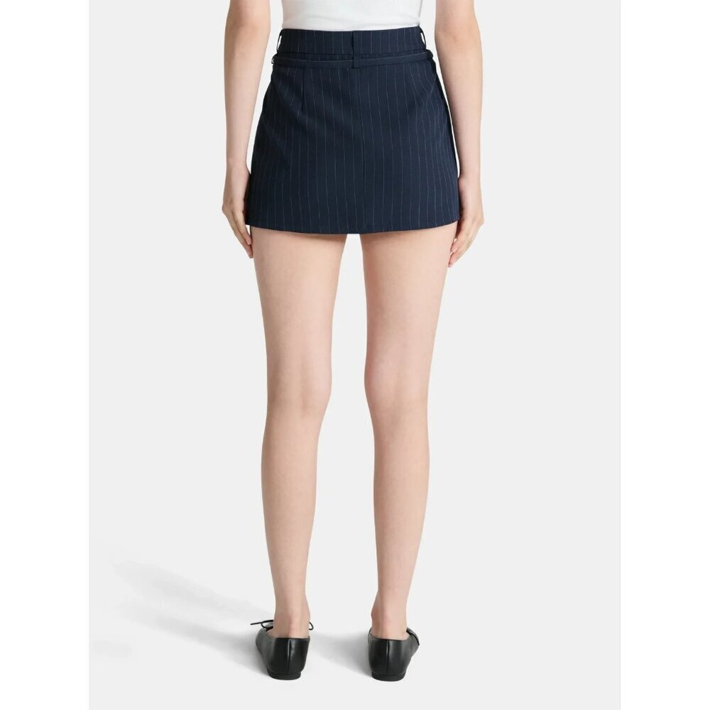 No Boundaries Women's Pleated Mini Skirt, Size M (8-10), Navy, Belted, Casual, - Picture 2 of 4